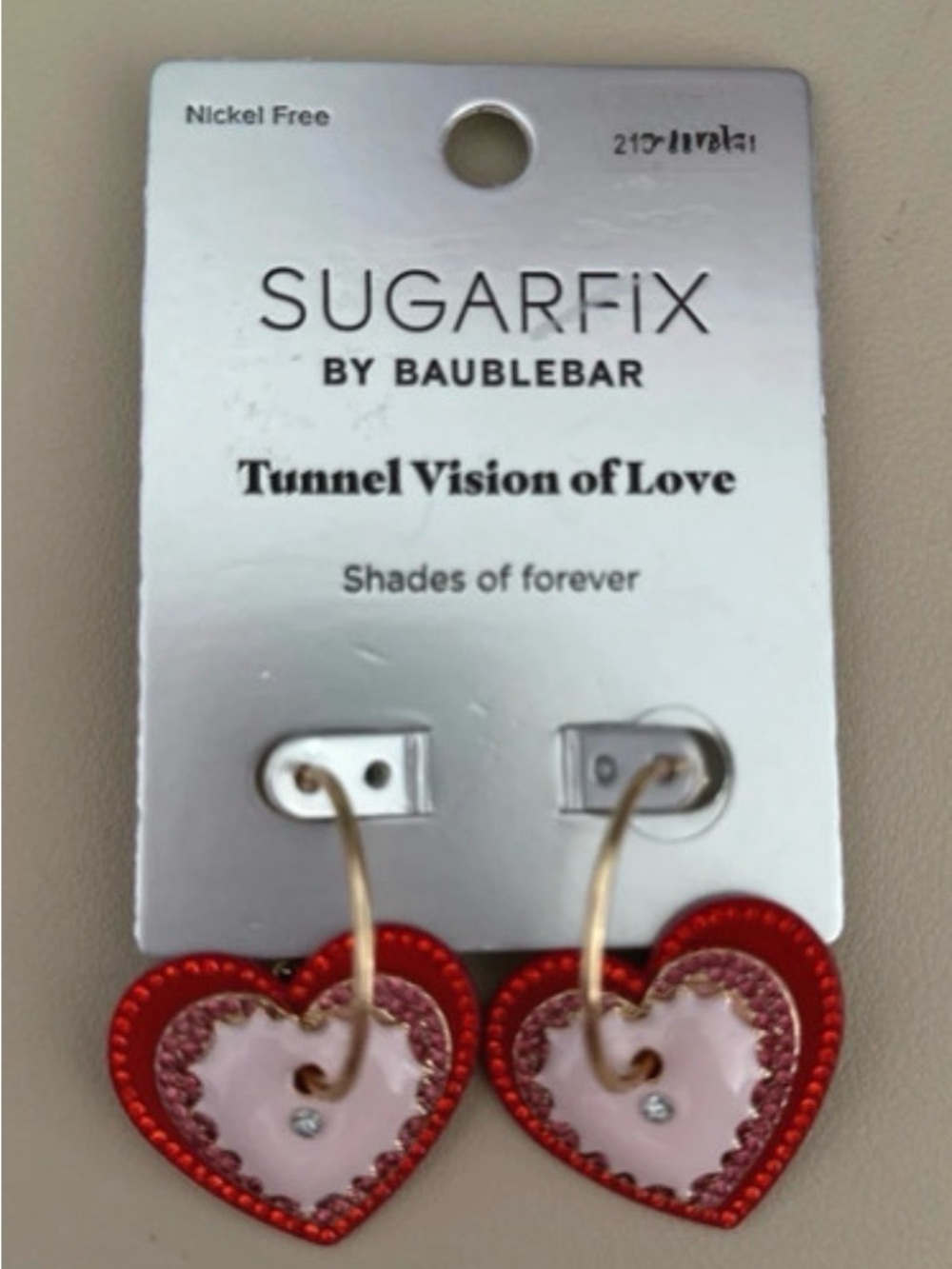 BAUBLEBAR Valentine’s Multi-Layered Textured Dangling Heart Hoops Earrings NWT